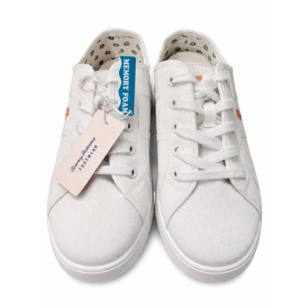 Tommy Bahama Womens White Canvas Hibiscus Sneakers Memory Foam Shoes Size 9.5 - Picture 2 of 5
